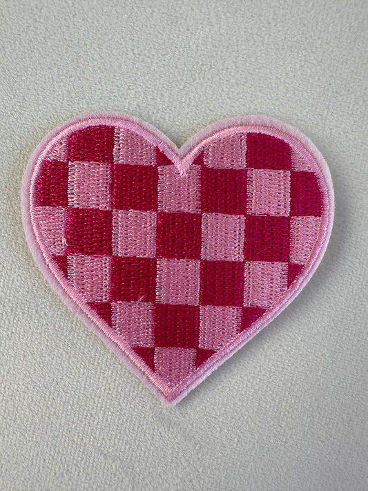 Medium Pink Checkered Heart