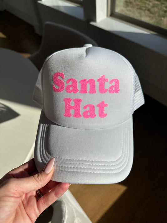 Santa Hat - pink and solid white