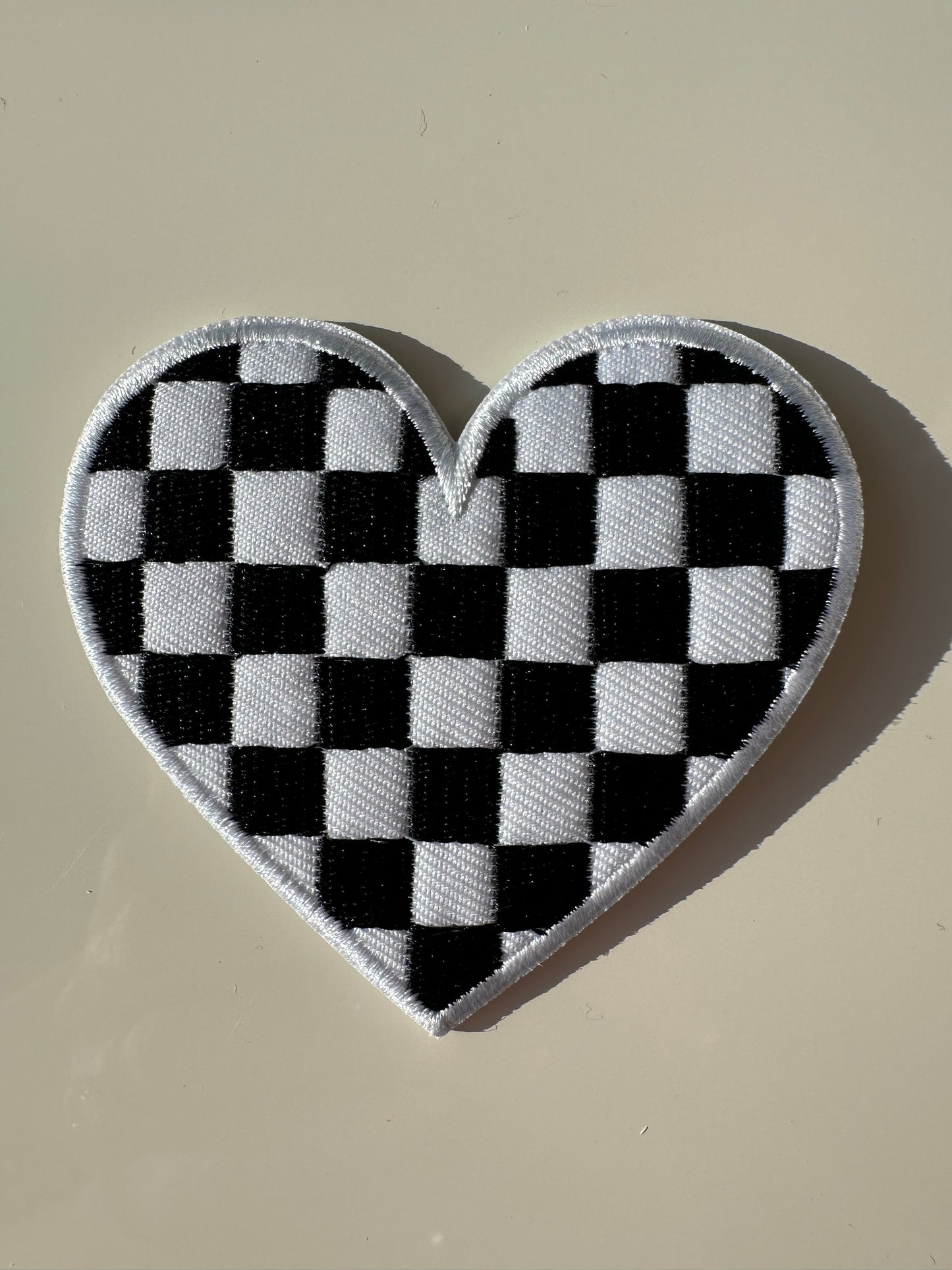 Large Black and White Checkered Heart