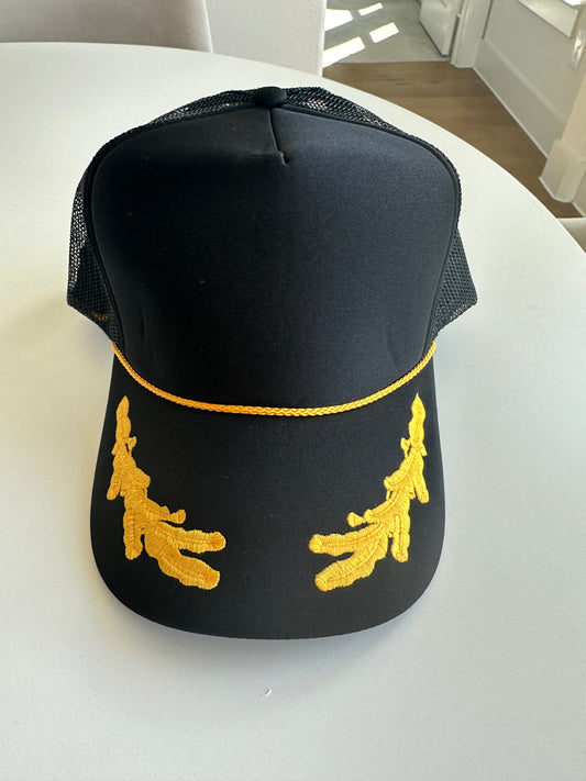 Captains Hat Black and Gold