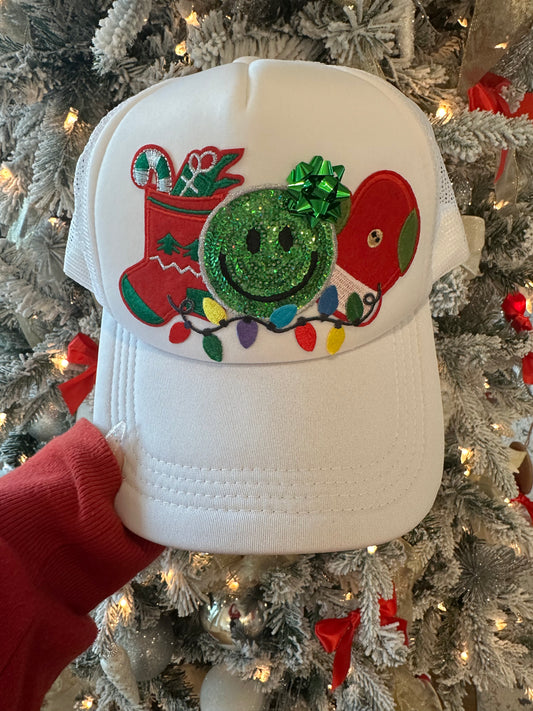 Smiley and Bow Christmas Hat