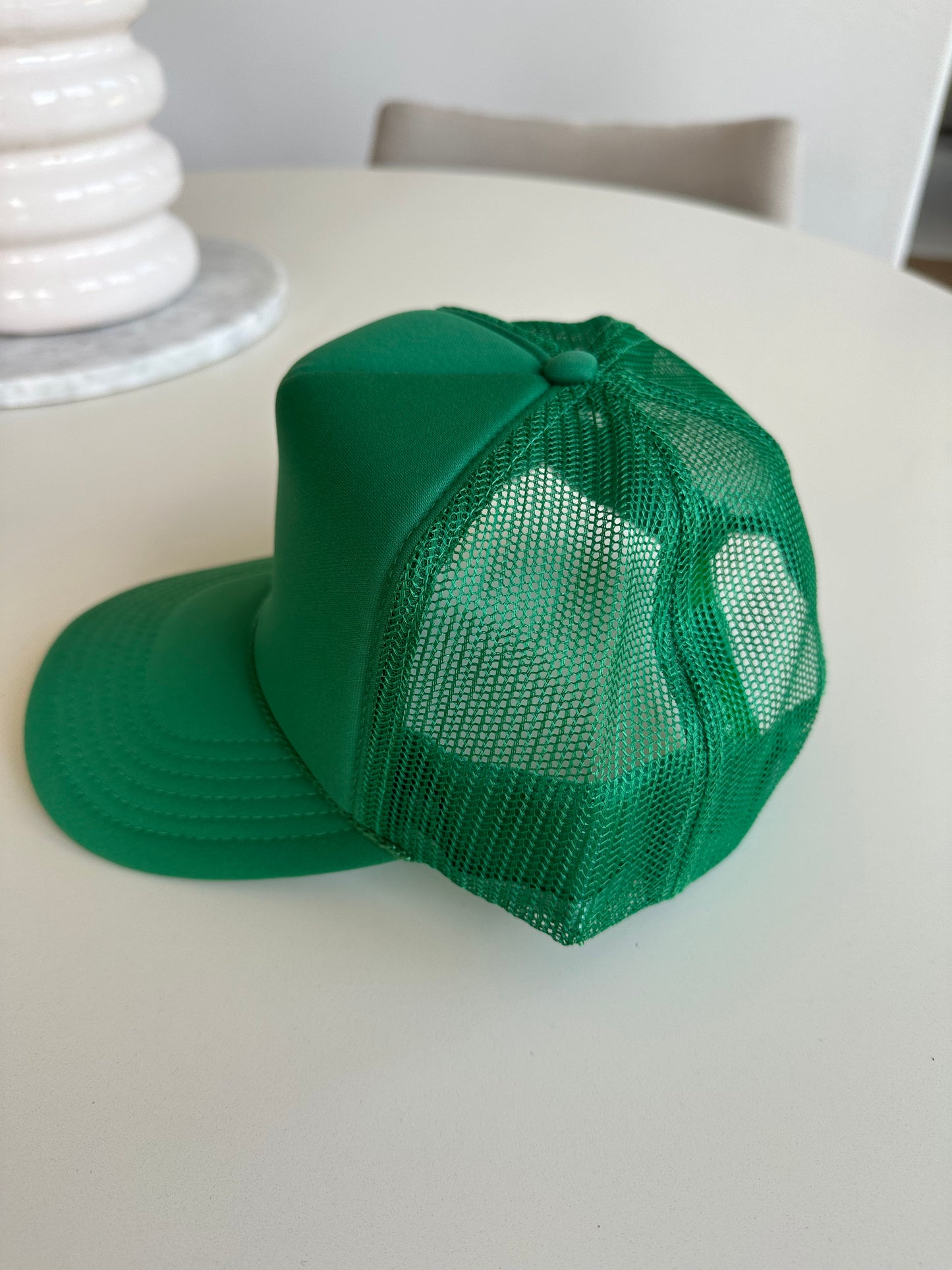 Solid Green Trucker Hat w/rope Detail