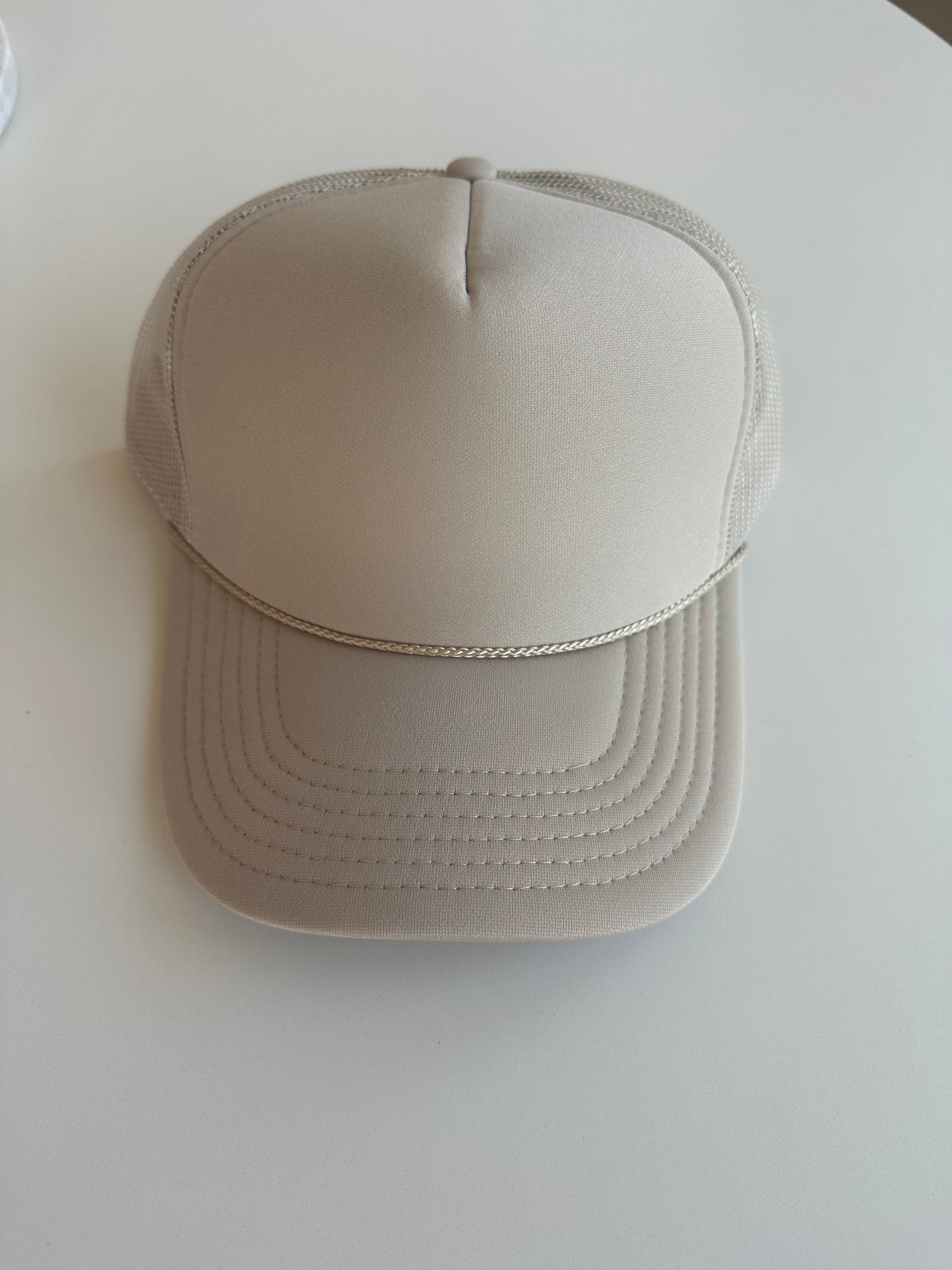 Solid Khaki Trucker Hat w/rope Detail