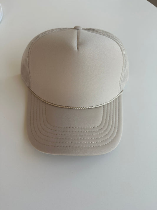 Solid Khaki Trucker Hat w/rope Detail