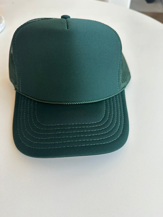 Solid Dark Green Trucker Hat w/rope Detail