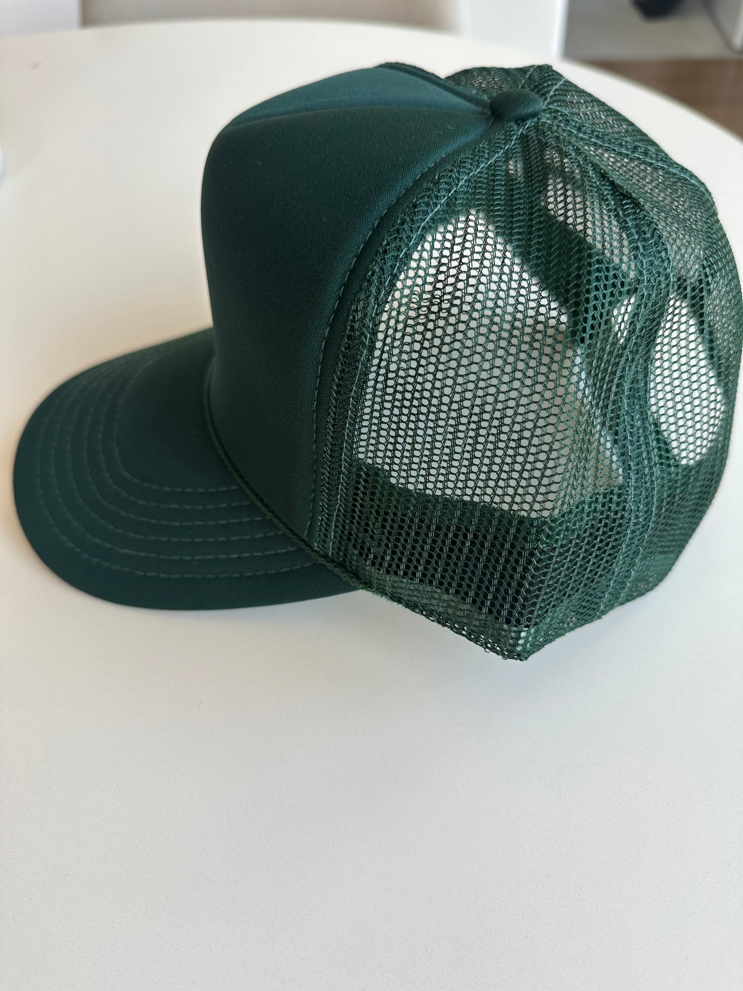 Solid Dark Green Trucker Hat w/rope Detail